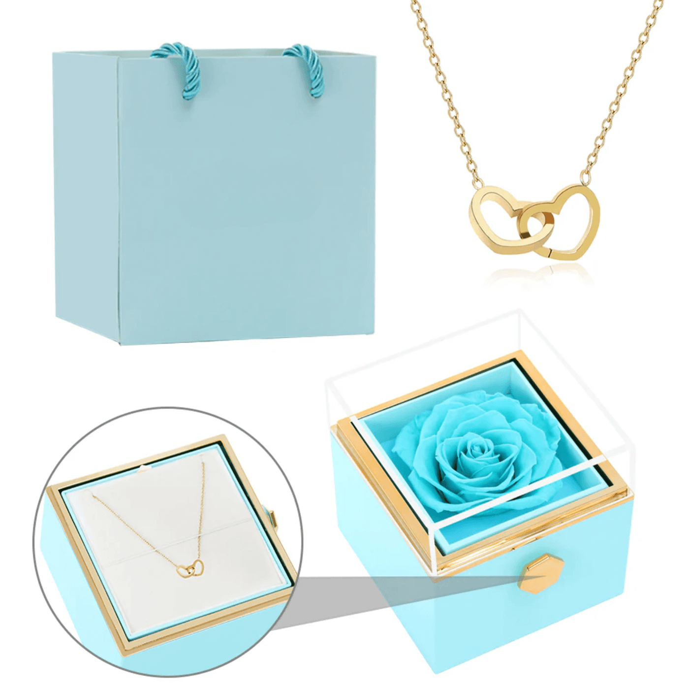 Eternal Rose Box With Engraved Necklace