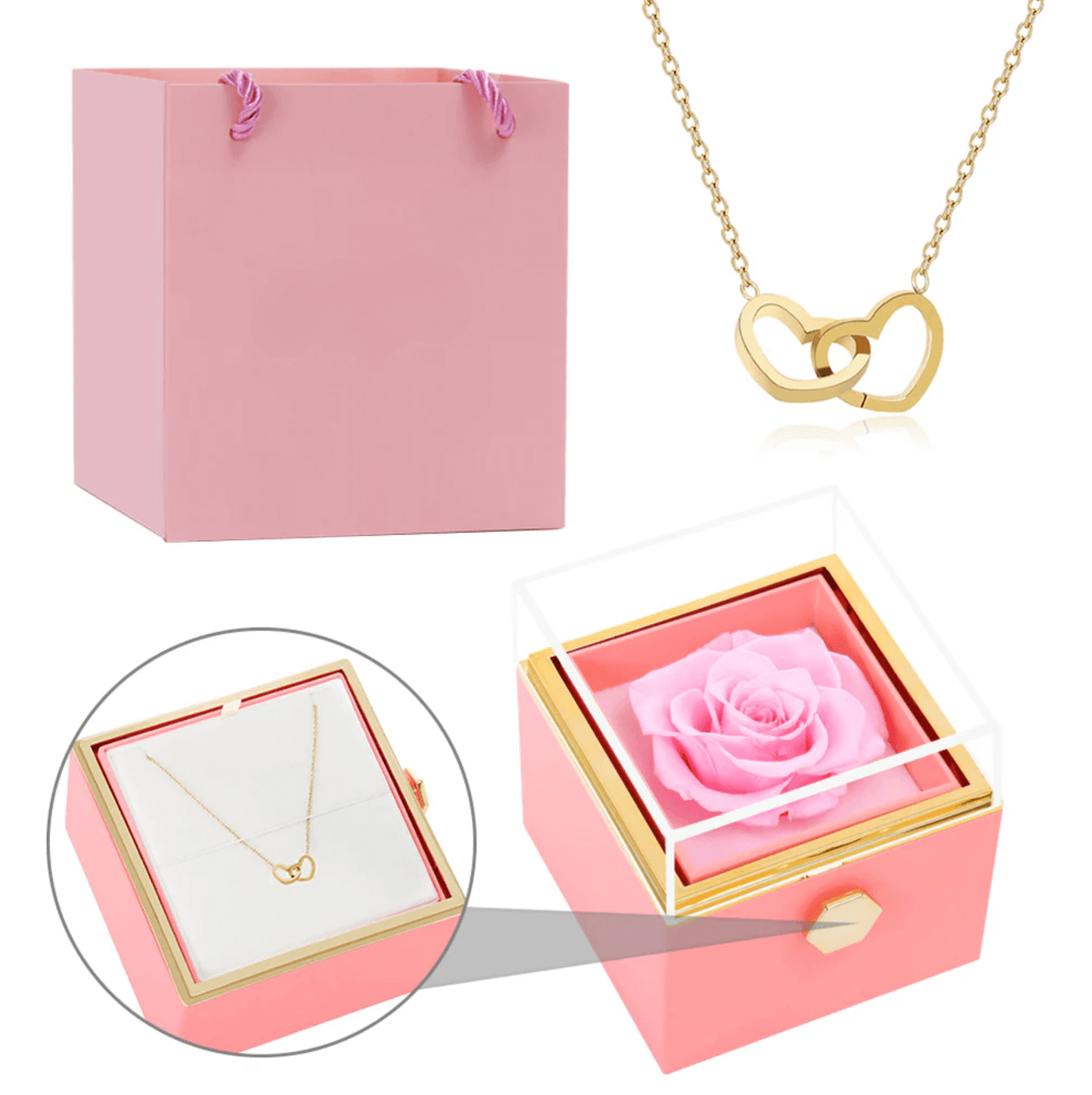 Eternal Rose Box With Engraved Necklace