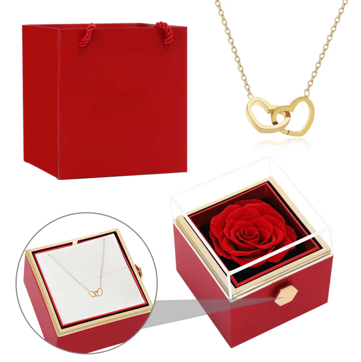 Eternal Rose Box With Engraved Necklace