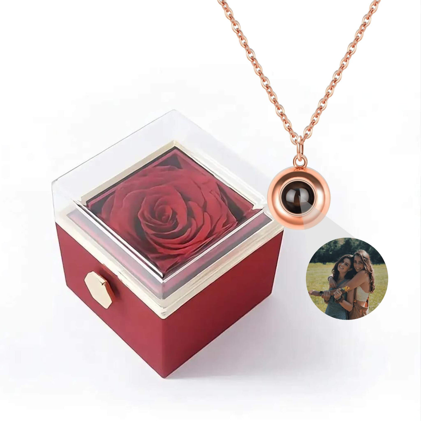 Eternal Rose Box + Custom Circle Necklace