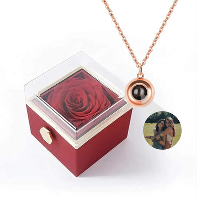 Eternal Rose Box + Custom Circle Necklace