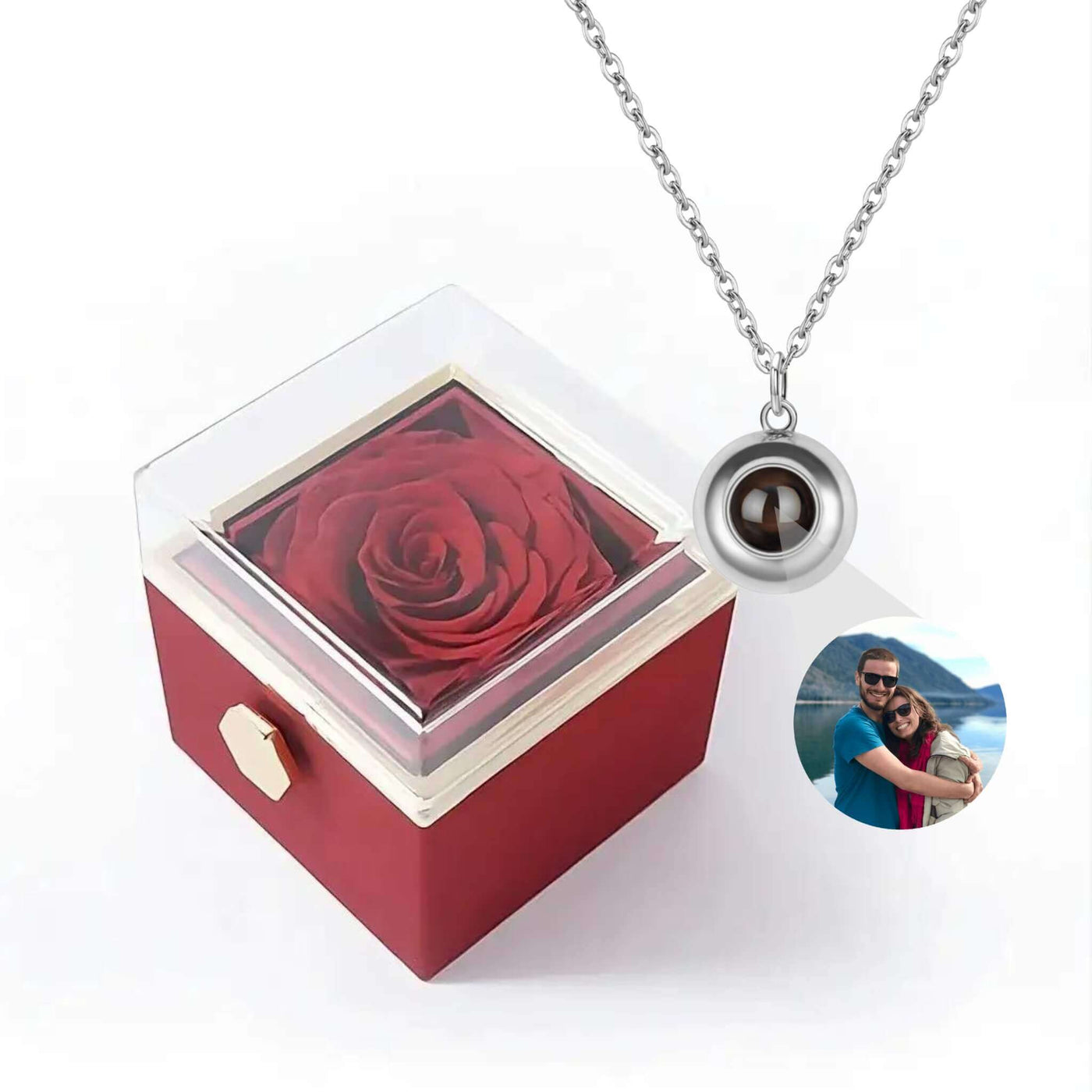 Eternal Rose Box + Custom Circle Necklace