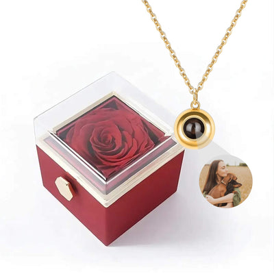 Eternal Rose Box + Custom Circle Necklace